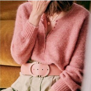 Sezane Leon Rose Henley Jumper Sweater